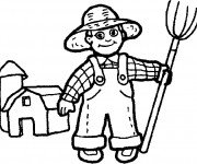 Coloriage Fermier et outil de ferme