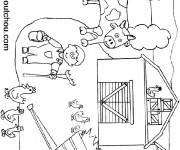 Coloriage Image de ferme en couleur