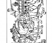 Coloriage La fille caresse le cheval