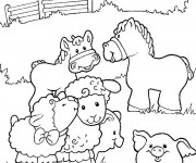 Coloriage Les animaux de ferme en couleur