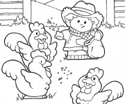 Coloriage Les coqs de ferme