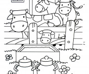 Coloriage Vaches et stable