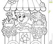 Coloriage Fleuriste 6