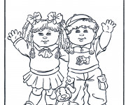 Coloriage La fille et le gar&ccedil;on avec leur chien