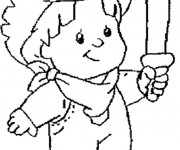 Coloriage Le petit garçon avec une épée