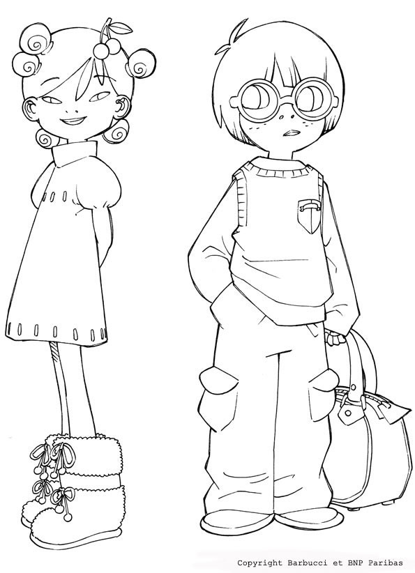 Coloriage Les vêtements d'une fille et d'un garçon