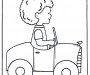 Coloriage Petit garçon en voiture