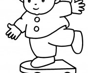 Coloriage Un enfant sur Skateboard