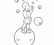 Coloriage Un garçon fait des bulles