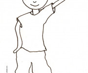Coloriage un gar&ccedil;on le doigt point&eacute; en l'air