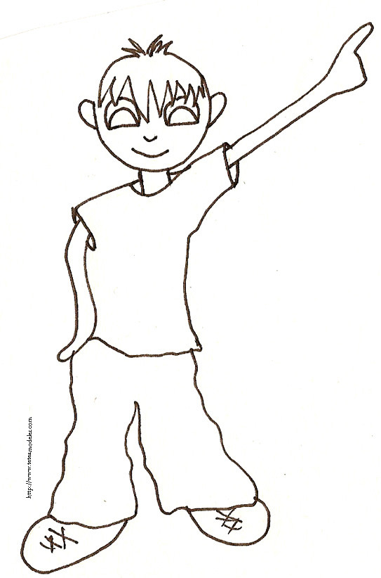 Coloriage et dessins gratuits un garçon le doigt pointé en l'air à imprimer