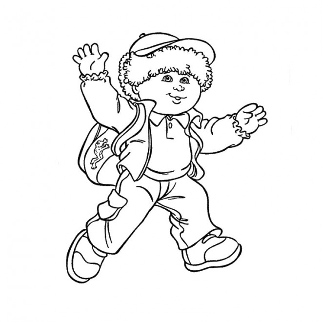 Coloriage et dessins gratuits Un petit garçon sur le chemin de l'école à imprimer
