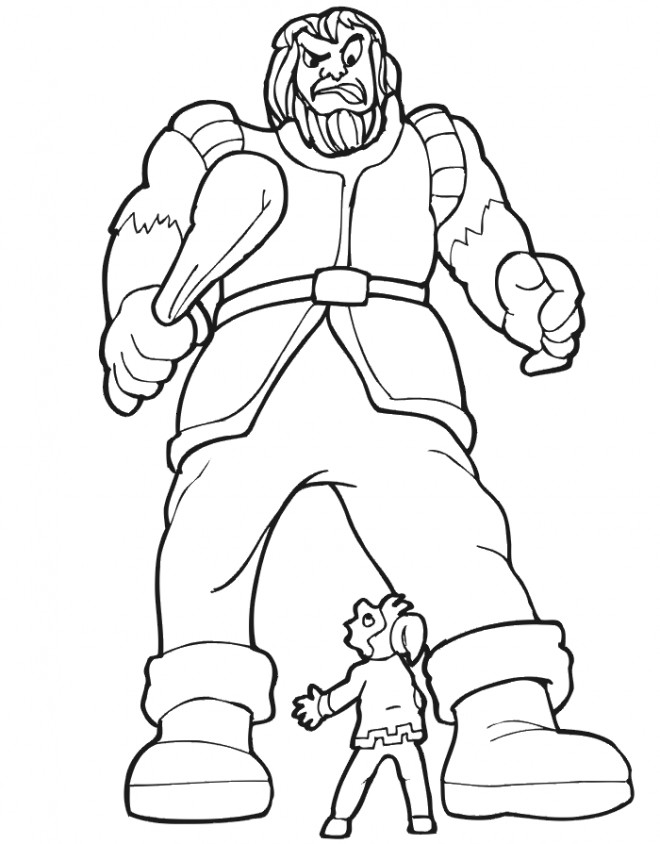 Coloriage Géant et petit homme dessin gratuit à imprimer