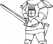Coloriage et dessins gratuit Guerrier portant son épée à imprimer