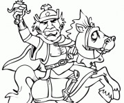 Coloriage Guerrier sur cheval couleur