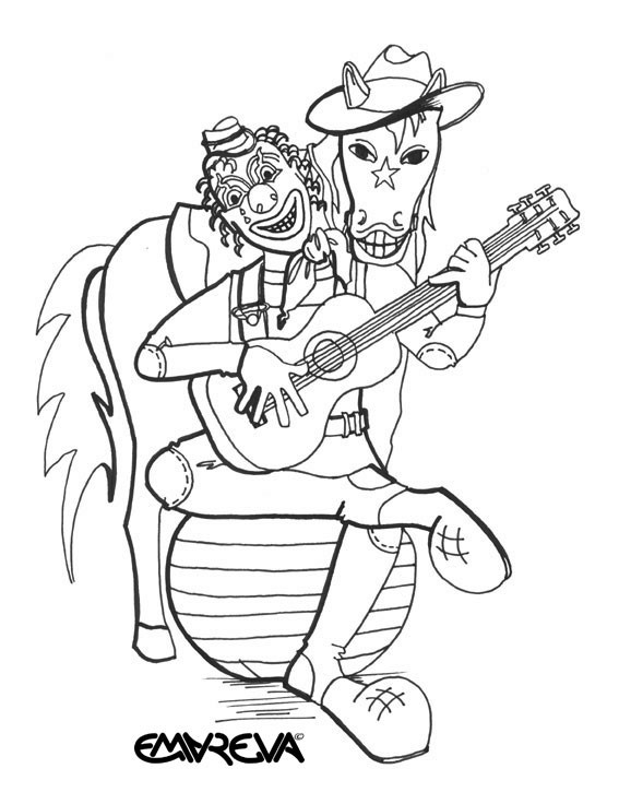 Coloriage et dessins gratuits Clown joue de la guitare à imprimer