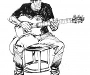 Coloriage Dessin Guitariste joue de sa guitare