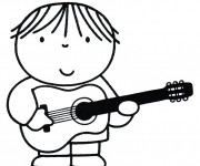 Coloriage Garçon Guitariste