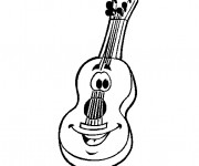 Coloriage Guitare souriant