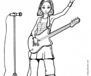 Coloriage Guitariste avec guitare Rock