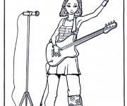 Coloriage Guitariste chanteuse