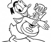 Coloriage Guitariste Donald Duck