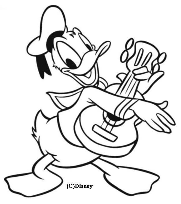 Coloriage et dessins gratuits Guitariste Donald Duck à imprimer