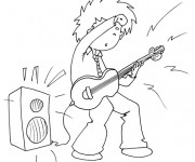 Coloriage Guitariste et guitare électrique dessin