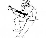 Coloriage Guitariste joue de la guitare