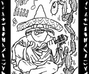 Coloriage Guitariste mexicain