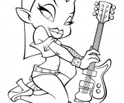 Coloriage Guitariste mignonne