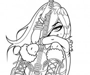 Coloriage Guitariste pour fille