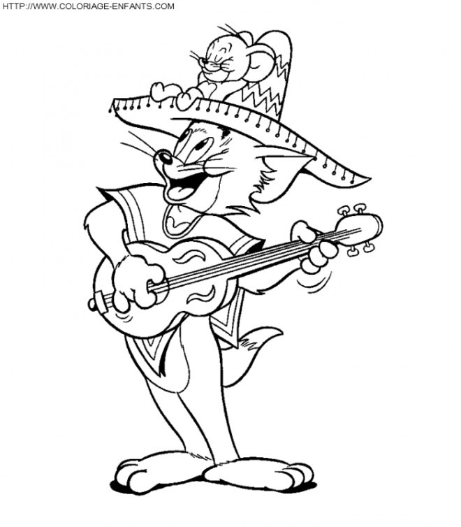 Coloriage et dessins gratuits Guitariste Tom et Jerry à imprimer