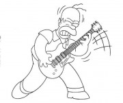Coloriage Homer  joue de la guitare