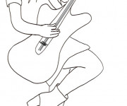 Coloriage et dessins gratuit image Guitariste à imprimer