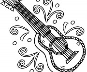 Coloriage Magnifique dessin guitare en couleur