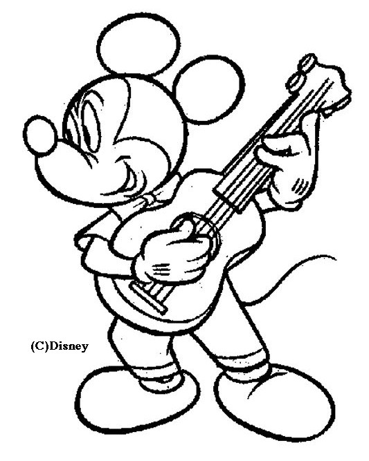 Coloriage et dessins gratuits Mickey Mouse Guitariste à imprimer
