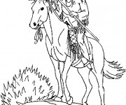 Coloriage Chef Indien sur son cheval