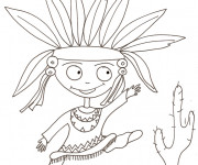 Coloriage Dessin enfant Indien en dansant