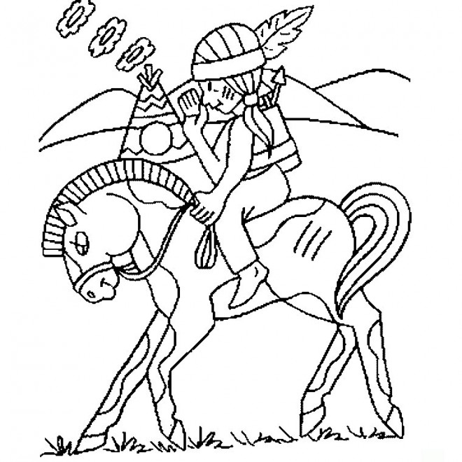 Coloriage Fille indienne maternelle dessin gratuit à imprimer