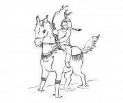Coloriage Fille Indienne sur le cheval