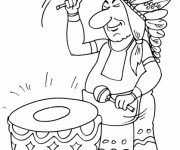 Coloriage Indien et tambour