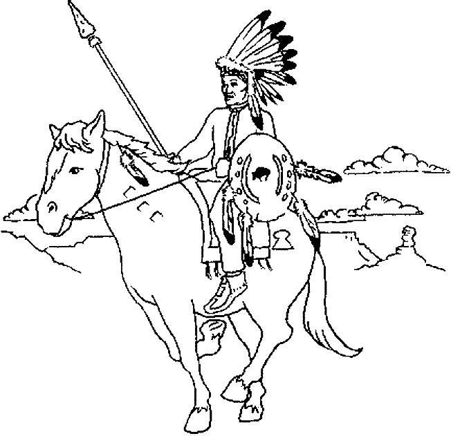 Coloriage et dessins gratuits Indien sur son cheval à imprimer