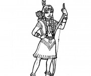 Coloriage Jeune indienne avec ses flèches et arc