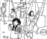 Coloriage Le village des indiens