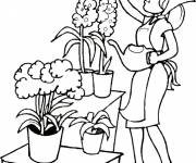 Coloriage entretien Jardin de fleurs