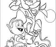 Coloriage Jardinier enfant et grosse fleur