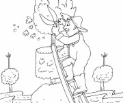 Coloriage Jardinier et l'arbre