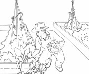 Coloriage Jardinier et l&eacute;gumes en ligne