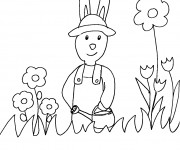 Coloriage Lapin jardin